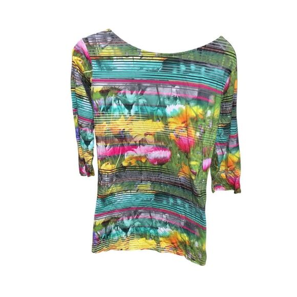 BEAUTIFUL Peck & Peck Women's Watercolor Floral flowy top  Scoop Neck Rose water - Picture 1 of 4